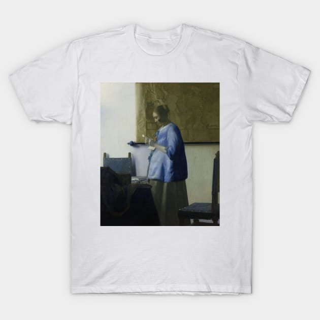 Woman Reading a Letter by Jan Vermeer T-Shirt by Classic Art Stall